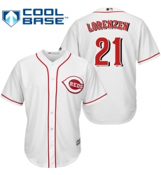 Youth Majestic Cincinnati Reds #21 Michael Lorenzen Replica White Home Cool Base MLB Jersey