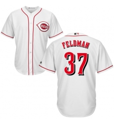 Youth Majestic Cincinnati Reds #37 Scott Feldman Replica White Home Cool Base MLB Jersey