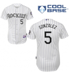 Youth Majestic Colorado Rockies #5 Carlos Gonzalez Replica White Home Cool Base MLB Jersey