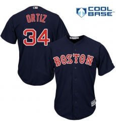 Youth Majestic Boston Red Sox #34 David Ortiz Authentic Navy Blue Alternate Road Cool Base MLB Jersey