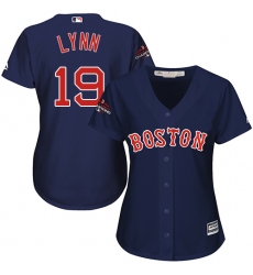 Women's Majestic Boston Red Sox #19 Fred Lynn Authentic White Home 2018 World Series Champions MLB Jersey