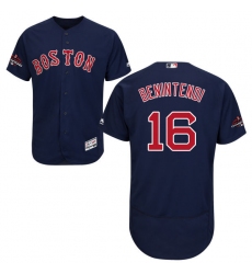 Men's Majestic Boston Red Sox #16 Andrew Benintendi Navy Blue Alternate Flex Base Authentic Collection 2018 World Series Champions MLB Jersey