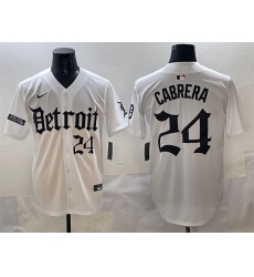 Men's Detroit Tigers #24 Miguel Cabrera White 'Motor Gothic Edition' Vapor Premier Limited Stitched Baseball Jersey