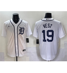 Men's Detroit Tigers #19 Will Vest White Cool Base Stitched Baseball Jersey