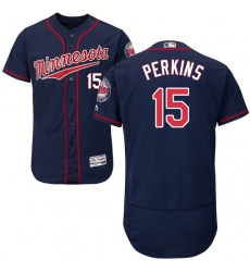 Men's Majestic Minnesota Twins #15 Glen Perkins Authentic Navy Blue Alternate Flex Base Authentic Collection MLB Jersey