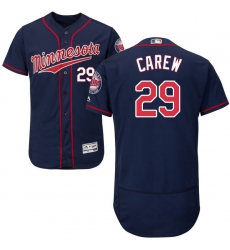Men's Majestic Minnesota Twins #29 Rod Carew Authentic Navy Blue Alternate Flex Base Authentic Collection MLB Jersey