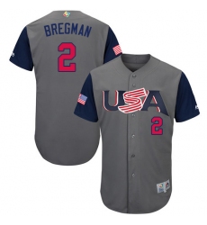 Youth USA Baseball Majestic #2 Alex Bregman Gray 2017 World Baseball Classic Authentic Team Jersey