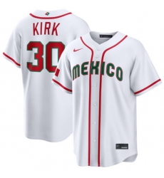 Men's Mexico Baseball #30 Alejandro Kirk White 2026 World Baseball Classic Home Stadium Stitched Jersey