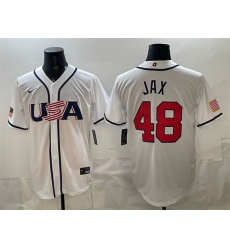 Men's USA Baseball #48 Griffin Jax White 2026 World Baseball Classic Home Stadium Stitched Jersey