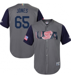 Youth USA Baseball Majestic #65 Nate Jones Gray 2017 World Baseball Classic Replica Team Jersey