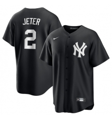 Men's New York Yankees #2 Derek Jeter Black Lights Out Limited Stitched Baseball Jersey