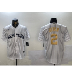 Men's New York Yankees #2 Derek Jeter White Pinstripe Fashion Cool Base Jersey