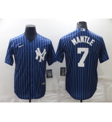 Men's New York Yankees #7 Mickey Mantle Navy Blue Pinstripe Stitched MLB Cool Base Nike Jersey