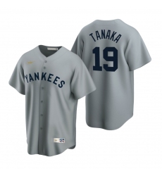 Men's Nike New York Yankees #19 Masahiro Tanaka Gray Cooperstown Collection Road Stitched Baseball Jersey