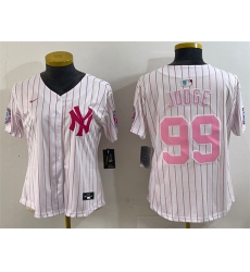 Youth New York Yankees #99 Aaron Judge White Pink Pinstripe Limited Stitched Baseball Jersey