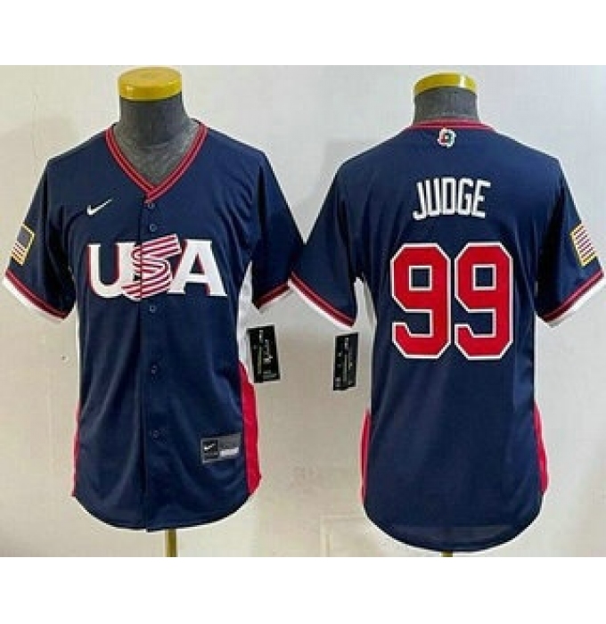 Youth USA #99 Aaron Judge Navy 2026 World Baseball Classic Cool Base Jersey