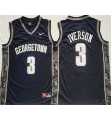 Men's Georgetown Hoyas #3 Allen Iverson Navy Stitched Jersey