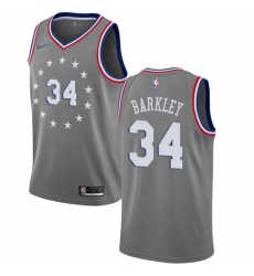 Youth Nike Philadelphia 76ers #34 Charles Barkley Swingman Gray NBA Jersey - City Edition