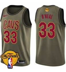 Men's Nike Cleveland Cavaliers #33 Shaquille O'Neal Swingman Green Salute to Service 2018 NBA Finals Bound NBA Jersey