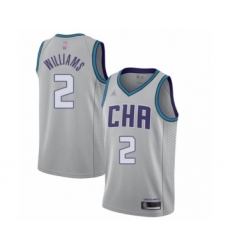 Men's Jordan Charlotte Hornets #2 Marvin Williams Swingman Gray Basketball Jersey - 2019 20 City Edition