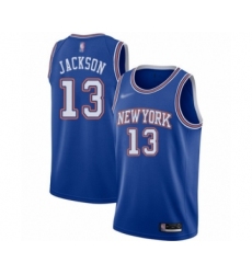 Women's New York Knicks #13 Mark Jackson Authentic Blue Basketball Jersey - Statement Edition