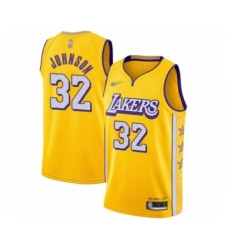 Women's Los Angeles Lakers #32 Magic Johnson Swingman Gold Basketball Jersey - 2019 20 City Edition