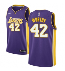 Men's Nike Los Angeles Lakers #42 James Worthy Swingman Purple NBA Jersey - Statement Edition