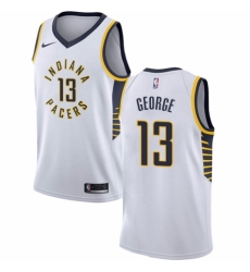 Men's Nike Indiana Pacers #13 Paul George Swingman White NBA Jersey - Association Edition