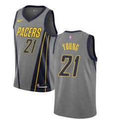Women's Nike Indiana Pacers #21 Thaddeus Young Swingman Gray NBA Jersey - City Edition