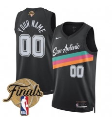 Men's San Antonio Spurs Active Player Custom Black 2026 Finals Patch City Edition Stitched Basketball Jersey