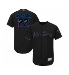 Men's Miami Marlins #22 Sandy Alcantara Black Alternate Flex Base Authentic Collection Baseball Jersey