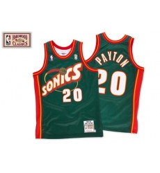 Men's Mitchell and Ness Oklahoma City Thunder #20 Gary Payton Authentic Green SuperSonics Throwback NBA Jersey