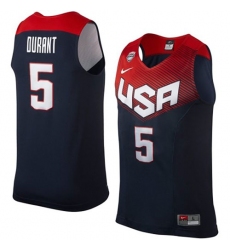 Men's Nike Team USA #5 Kevin Durant Authentic Navy Blue 2014 Dream Team Basketball Jersey