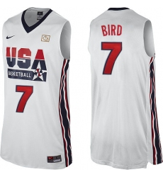 Men's Nike Team USA #7 Larry Bird Swingman White 2012 Olympic Retro Basketball Jersey