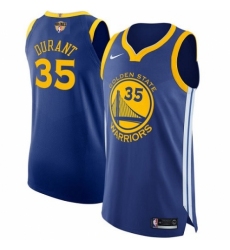 Youth Nike Golden State Warriors #35 Kevin Durant Authentic Royal Blue Road 2018 NBA Finals Bound NBA Jersey - Icon Edition