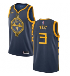 Men's Nike Golden State Warriors #3 David West Swingman Navy Blue NBA Jersey - City Edition