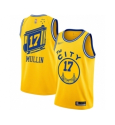 Men's Golden State Warriors #17 Chris Mullin Authentic Gold Hardwood Classics Basketball Jersey - The City Classic Edition