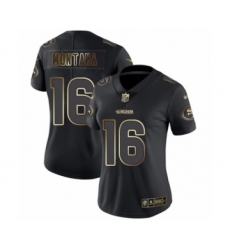 Women's San Francisco 49ers #16 Joe Montana Black Gold Vapor Untouchable Limited Football Jersey