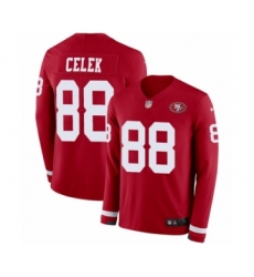 Men's Nike San Francisco 49ers #88 Garrett Celek Limited Red Therma Long Sleeve NFL Jersey
