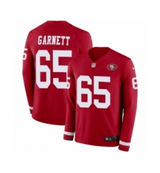Youth Nike San Francisco 49ers #65 Joshua Garnett Limited Red Therma Long Sleeve NFL Jersey