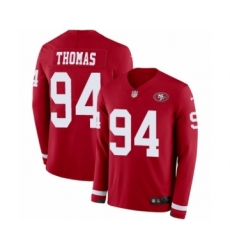 Youth Nike San Francisco 49ers #94 Solomon Thomas Limited Red Therma Long Sleeve NFL Jersey