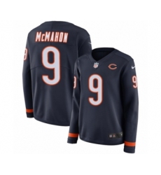 Women's Nike Chicago Bears #9 Jim McMahon Limited Navy Blue Therma Long Sleeve NFL Jersey