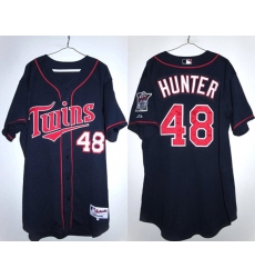Men's Minnesota Twins #48 Torii Hunter Navy Double Knit Stitched Baseball Jersey