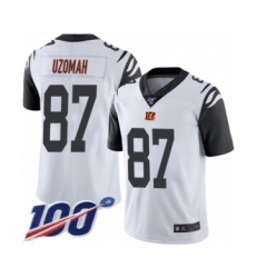 Men's Cincinnati Bengals #87 C.J. Uzomah Limited White Rush Vapor Untouchable 100th Season Football Jersey
