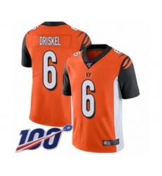Men's Cincinnati Bengals #6 Jeff Driskel Orange Alternate Vapor Untouchable Limited Player 100th Season Football Jersey