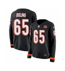 Women's Nike Cincinnati Bengals #65 Clint Boling Limited Black Therma Long Sleeve NFL Jersey