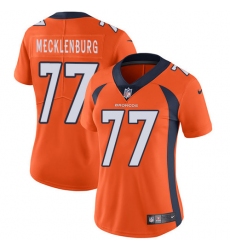 Women's Nike Denver Broncos #77 Karl Mecklenburg Orange Team Color Vapor Untouchable Limited Player NFL Jersey
