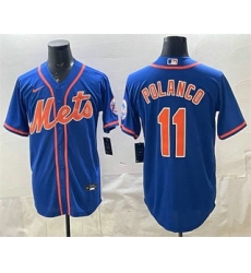 Men's New York Mets #11 Jorge Polanco Blue Cool Base Stitched Jersey