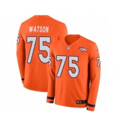 Men's Nike Denver Broncos #75 Menelik Watson Limited Orange Therma Long Sleeve NFL Jersey