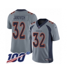 Youth Denver Broncos #32 Andy Janovich Limited Silver Inverted Legend 100th Season Football Jersey